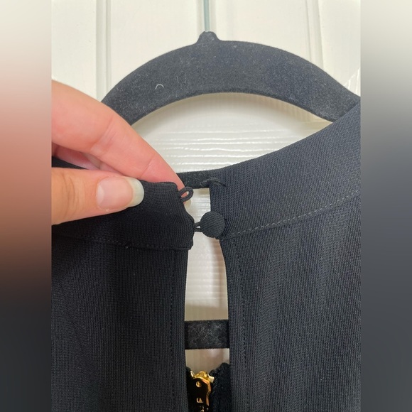 Boston Proper Beyond Travel long sleeve jumpsuit black with gold accent | M - Picture 5 of 10